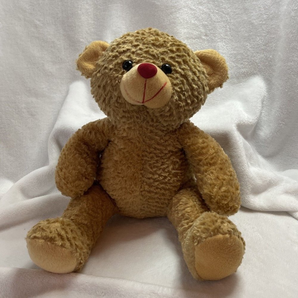 Wide Way Inc. Plush Stuffed Bear Brown with red nose Approx 16”